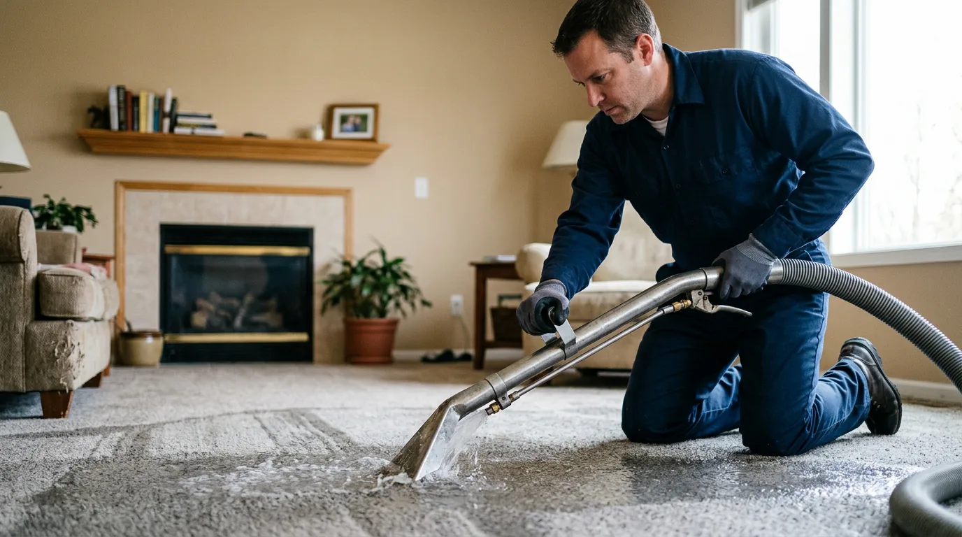 Water damage restoration technician working near North Hartland, VT